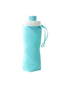600ml Large Capacity Silicone Folding Water Bottle, Triangle Diamond Pattern, Portable For Outdoor Travel, Fresh Color Silicone - Multicolor - View 16