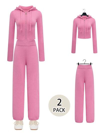 Elegant Women Sports Style Set, Slim Fit Comfortable Casual Tracksuit