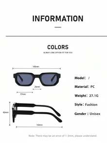 1pc Square Small Frame Unisex Fashion Glasses, Retro Minimalist High-End Fashion, Suitable For Tropical Beach Holidays, Gifts, Outdoor Activities, Golf, Street Photography, Beach Toys, Summer Beach Vacation, Outdoor, Travel - Black - View 7