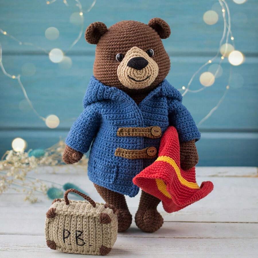 1 套钩针编织入门套件，含帕丁顿熊图案，初学者 DIY 钩针编织用品，含动物图案，包含分步视频教程和说明，成人针织工艺用品 - 彩色 - 查看 1