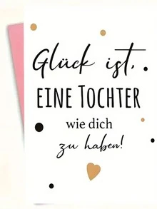 1Pc German Daughter Birthday Card With Envelope - "Luck Is Having A Daughter Like You" Heartfelt Greeting Card, Elegant Golden Polka Dot Design For Birthdays & Holidays, Premium Quality Sentimental Gift For Mothers, Daughter Gifts School Supplies,Back To School