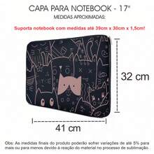 Pasta Maleta Capa Case Para Laptop Notebook Compatível com MacBook 15,6 - Gatinho Pattern - Preto - Visão 9