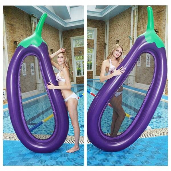 Eggplant Floating Bed 250cm Adult Water Inflatable Eggplant Floating Row Floating Bed Recliner Mesh Cloth Floating Boat Swimming Circle
