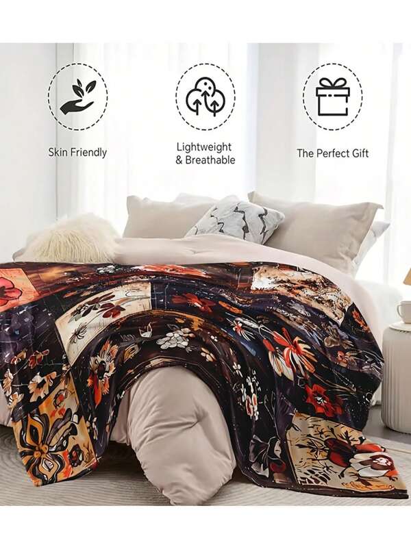 1 Stück Vintage Blumen Flanell Überwurf - Weich, warm und bequem, geeignet für Sofa, Bett, Auto, Büro, Camping, Geschenk-Decke für alle Jahreszeiten, Outdoor Vintage Blumen Flanell Kissenbezug