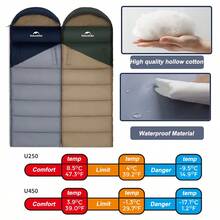 Naturehike Saco de dormir con capucha tipo sobre, con bolsillos para las manos, con cremallera, lavable a máquina, grueso y suave - Multicolor - Ver 4