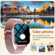 MixtataDi Smart Watch,Multifunctional Sports Smartwatch, Wireless Calls/Wireless Music, Message Notification,Customizable Watch Faces, Multiple Sports Modes, Compatible With Android,Unisexo - Dây đeo đôi bằng vàng - Xem 3