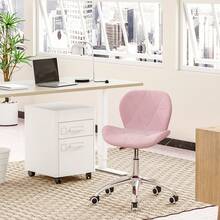 Jooli H Pink Velvet Swivel Office Chair, Height Adjustable Padded Armless Desk Chair With Wheels For Home Office - Pink Velvet - View 8