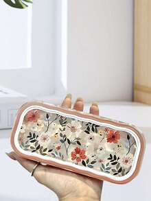 1pc Minimalist Floral Bow Wavy Eyeglass Case, Creative Personalized Glasses Storage Box, Simple Butterfly & Kitty Eyewear Holder For Students