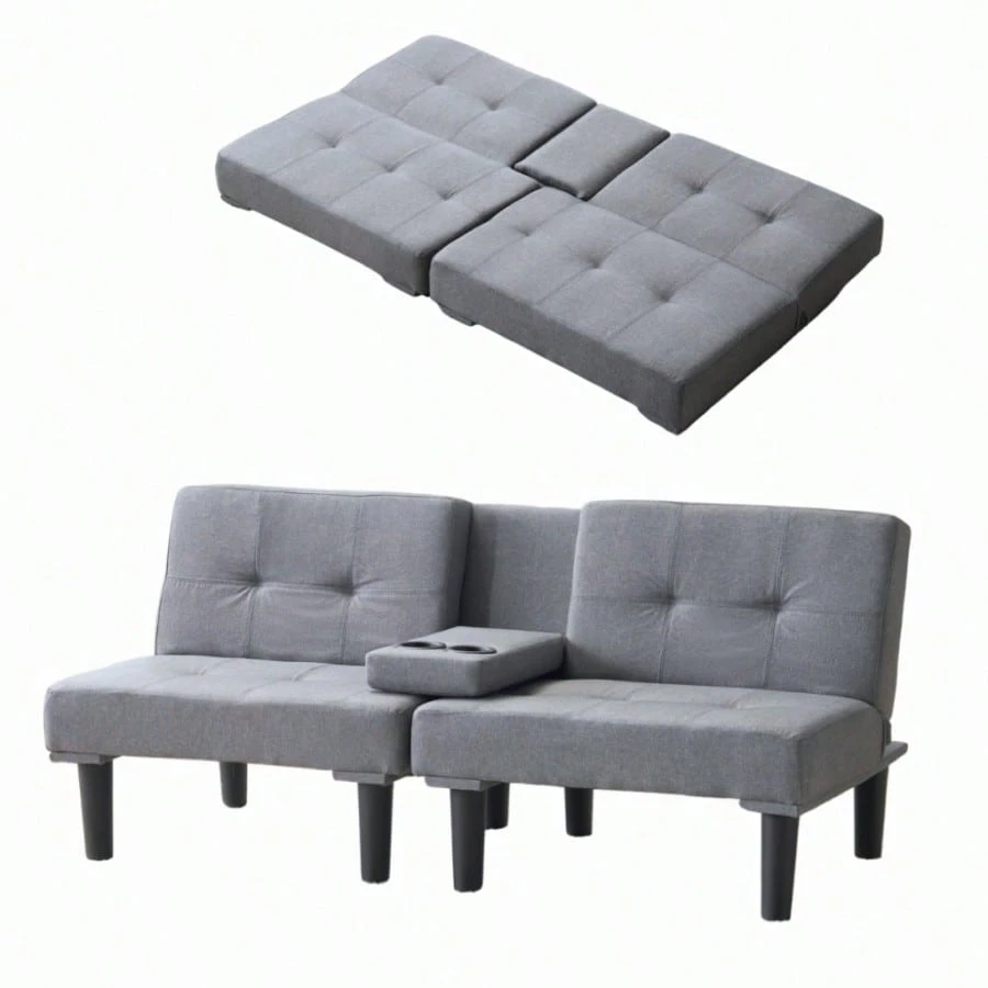 ソファベッド ソファ ベッド カップホルダー付き 組立て簡単 事務室用