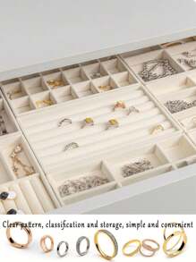 9/1pc Transparent Jewelry Organizer Tray, Large Capacity Jewelry Tray, PU Leather Multi-Function Jewelry Tray With Watch Holder, Storage For Earrings, Rings, Necklaces, Bracelets, Pendants, Makeup & Lipstick, Jewelry Display Box, Birthday & Anniversary Gift