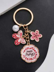 1pc Oil Drop Mother's Day Tulip Bouquet, Rose Flower, Letters Alloy Keychain Accessories, Stainless Steel Key Ring Women Fashion Simple Pendant Accessories Street Party Y2k Elegant Style Suitable For Daily Wear Mobile Phone Wallet Backpack Car Pendant Key Accessories Mother's Day Perfect Gift For Mom Mother's Day Gift Birthday Gift Holiday Gift Car Accessories Bag Charm