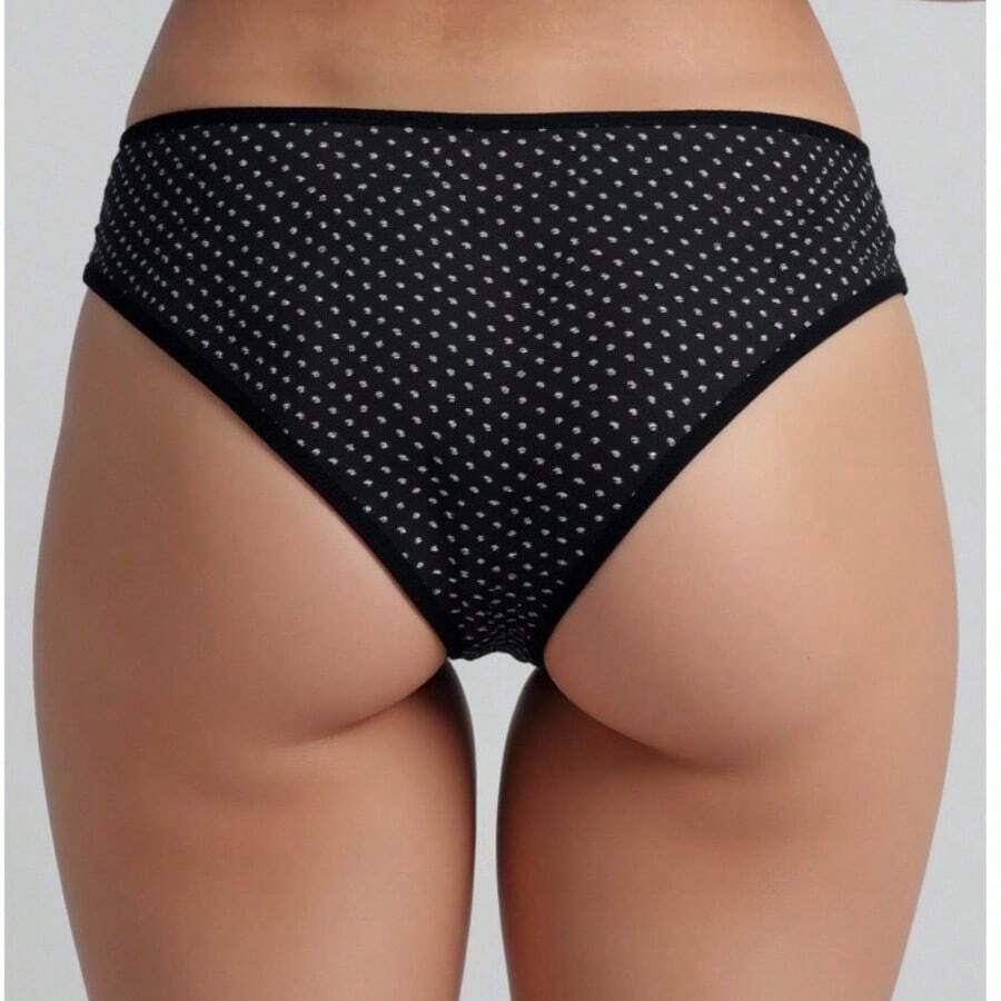Panty Básico de Algodón con Moño Decorativo - Corte Bikini - Blanco y Negro - Ver 1