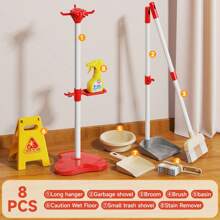 طقم لعبة مجموعة التنظيف المنزلي للأطفال، مكنسة، جامبو، شفاط، جردل وأدوات التنظيف المزيفة للبنات
