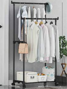 1pc Large Household Bestselling Simple Movable Coat Rack,Balcony Clothes Drying Rack,Floor Standing Storage Rack For Shoes & Hats