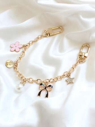 蝴蝶结仿珍珠花朵长链包包吊坠包链吊坠包链仿珍珠包装饰配件樱桃装饰包链吊坠钱包延长器替换延长链装饰包带链条肩带手提包托特包斜挎包