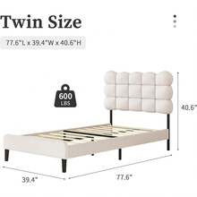 Twin/ Full/ Queen Size Bed Frame With Headboard, Upholstered Platform Bed Frame With Strong Wooden Slats Support, Two Bed Forms Design, No Boxing Spring Needed, Easy Assembly, Pink/ Rose Pink/ Beige/ Black/ Brown/ Green - Beige - View 8