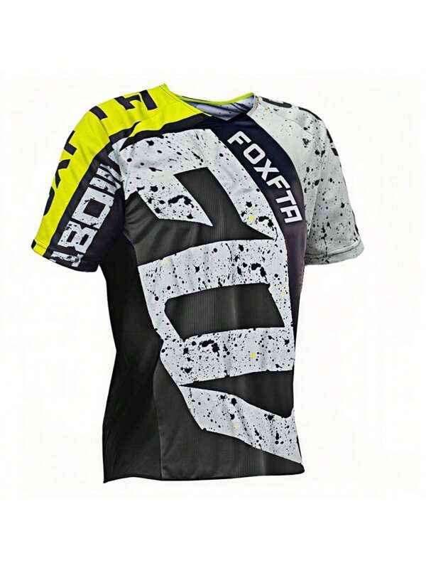 FOXFTA 2025 Sommer Kurzarm FOXFTA Offroad Motorrad Kurzarm Motorrad Zubehör BMX MTB ATV Downhill T-Shirt Professionelles Fahrrad T-Shirt Herren Lässig Sports Shirt Angeln Kurzarm Schnelltrocknend atmungsaktiv Wandern, Wandern, Camping T-Shirt Ganzjährig Universal