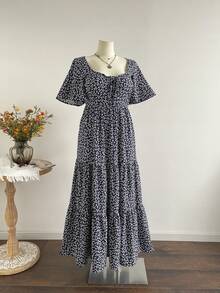 Đầm dáng suông rộng, thắt nơ, màu xanh dương kiểu Bohemian, cỡ lớn, thích hợp cho đi biển, lễ hội âm nhạc và kỳ nghỉ nhiệt đới. - Màu xanh hải quân - Xem 5