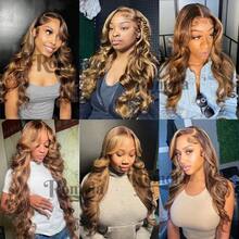 30 Inch Highlight Wig Human Hair Body Wave Human Hair Wigs Brazilian Blonde Ombre Lace Front Wig 13x4 13x6 Hd Lace Frontal Wig - 13x4 Frontal Wig - View 4