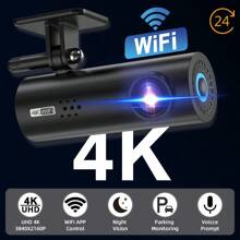Cámara de salpicadero 4K para automóviles, cámara frontal de salpicadero 2160P, cámara de salpicadero 4K con control de aplicación, accesorios para automóviles con visión nocturna súper, sensor G, grabación en bucle, cámara para automóviles de 12V-24V, grabador de tráfico, mini cámara