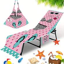 1pc Foldable Beach Chair Cover That Can Be Folded Into A Handbag, With Side Pockets For Glasses And Phone. Beach Chair Cover, Pool Chair Cover, Microfiber Lounge Chair, Sunbathing Beach Hotel, Easy To Carry Camping & Travel Towels - Multicolor - View 5