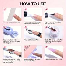 Morovan 3 Colors Acrylic Powder Manicure Kit - Beginner DIY Nail Extension, Including 15g Acrylic Powder *3 And Liquid, Nail Brush, Salon Quality Home Manicure Tools Holiday Gift - multicolour - View 8