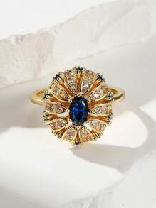 1pc Bohemian Sunflower Ring - Handmade Zirconia Statement Ring, Unique Floral Jewelry For Women/Men, Elegant Stackable Ring, Perfect Daily Wear & Gift