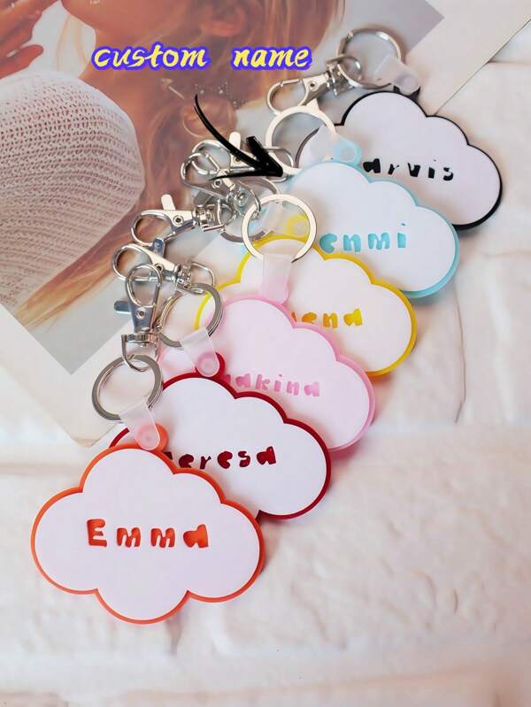 1 PC Cloud Keychain, Cloud Bag Tag, Luggage Tag, Kids Backpack Tag, 3D Keyring, Acrylic Name Bag Tag, Name Bag Tag, Back To School, Lunch Box Tag