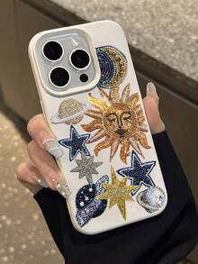 1pc Colorful Printed Fashionable Spaceship & Star Pattern Waterproof Shockproof Anti-Slip Soft Phone Case Compatible With Apple & Phones,International Version, Not The Domestic Version - Multicolor - View 5