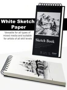Artexus Artexus Spiral Sketch Book 5.5" * 8.5", 100 Sheets, 68 Lb, Smooth Paper For Pencil And Pen, Heavyweight Artist Pad, Kraft Black Blue Covers, Top Spiral Drawing Pad For Sketching, Journaling, Doodling,Back To School,School Supplies