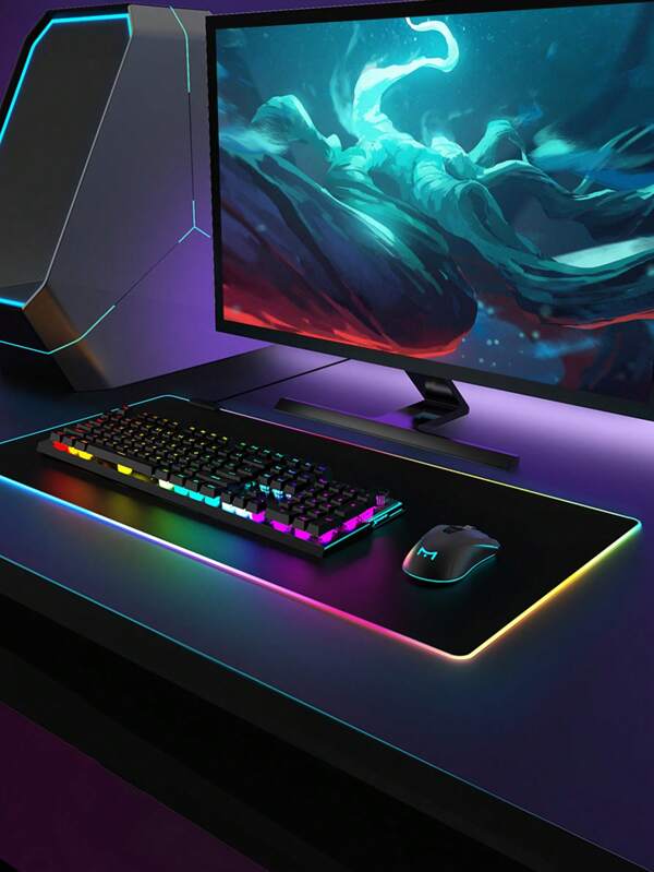 Extra Large RGB Luminous Colorful Mouse Pad Game E-Sports Dedicated Waterproof Anti-Skid Wear-Resistant Black Desktop Pad 800*300*4mm
