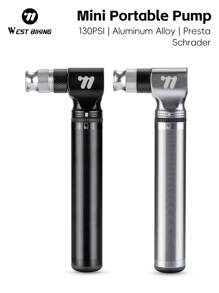 WEST BIKING Bicycle Pump Portable Mini High Pressure Mountain Road Bike Aluminum Alloy Small Emergency Inflatable Cylinder
