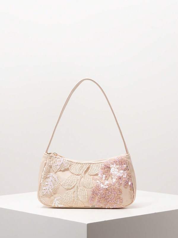 Elegante, kleurrijke schoudertas met pailletten voor dames, bloementas, bruidsfeest, paillettentas, gala-tas, gala-accessoires, luxe dameshandtas, bruiloftsartikelen, elegante tas voor dames (willekeurig patroon)