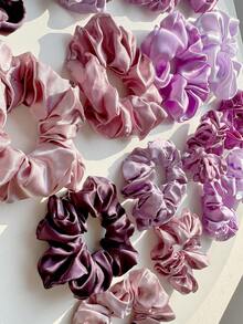 1-4pcs Women's Solid Color Scrunchies, Soft Satin Hair Ties, Elastic, Versatile & Elegant, Suitable For Daily Wear Ponytail - Multicolor - View 3