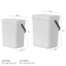 Puro - cubeta de basura para colgar en la pared con tapa, 1.32 galones / 5 l, pequeño cubeta de basura de cocina para encimera, mini cubeta de basura de comida - Blanco - Ver 4