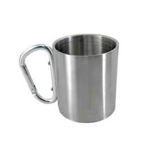 Stainless Steel Double-Layer Water Cup, Metal Coffee Mug, Outdoor Camping Hanging Cup, Mountaineering Carabiner Handle, 200ml/300ml Options, Suitable For Outdoor Camping, Picnics And Outdoor Adventures - Silver - View 10