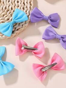 8pcs Assorted Color Ribbed Fabric Butterfly Hair Clips Set For Girls - Multicolor - View 3