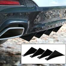 4 PCS Universal Car Rear Bumper Diffuser Shark Fin Spoiler Lip Splitter Black # - 1 - 查看 9