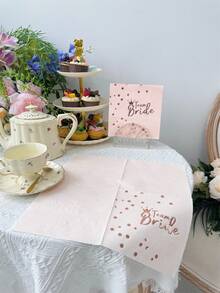 16 件套粉色新娘和新郎玫瑰金箔婚礼派对餐巾 13x13 英寸，木浆装饰薄纸，圣诞节 - 粉色 - 查看 7