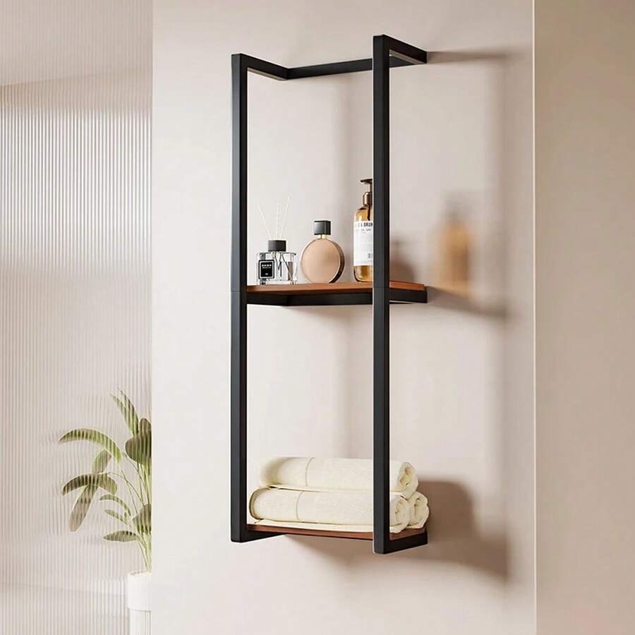Fixed Towel Rack, Clothes, Towels, Shower Gel, Toiletries, Bathroom Storage, Kitchen Storage, Doorstep Storage - Black - View 1