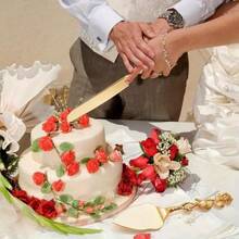 2PCS Vintage Rose Style Cake Cutting Set Pie Cake Serving Kit Pastry Pie Server Cake Pizza Cutter For Wedding Birthday Party Anniversary Celebrations - Gold-Rose - View 2