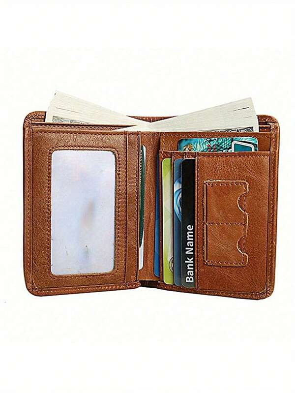 Wallet For Men Genuine Leather Thin Wallet Men's Wallet Credit Card Holder Wallet RFID Blocking Bifold Wallets Top Layer Cowhide Short Purse Slim Minimalist Front Pocket Wallet Purses And Bags With 1 ID Window 6 Card Slots 2 SIM Card Slots Travel Accessories Essentials Fathers Day Dad Gifts Birthday Anniversary Valentine's Day's Gift For Him