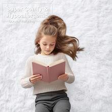 OLANLY - Alfombra de Sala de Estar, Dormitorio, Lavable a Máquina, 4 x 5.9 Pies, Suave y Esponjosa, Manta Nocturna para Niños y Niñas, Dormitorio, Guardería, Decoración del Hogar - Blanco - Ver 5
