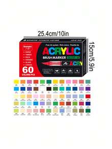 240/200/168 couleurs stylos marqueurs liquides acryliques résistants à l'eau, pointe de pinceau souple, marqueurs de peinture acrylique opaques et blendables, pour canevas, peinture sur roches, bois, pierre, verre, céramique, peinture sur tissu, DIY, graffitis - Multicolore - Voir 20