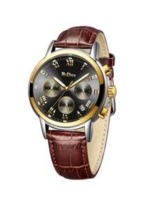 BIDEN BIDEN Men's Classic Roman Digital Watch - Fashionable Date Quartz Watch, PU Leather Strap - Elegant And Comfortable Casual Watch, Suitable For Men's Parties And Daily Wear, Best Gift For Men+Gift Box