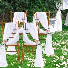 Wedding Backdrop Curtain, Elegant Modern Solid Sheer Backdrop Drapes Party Favor - 白色 - 查看 4