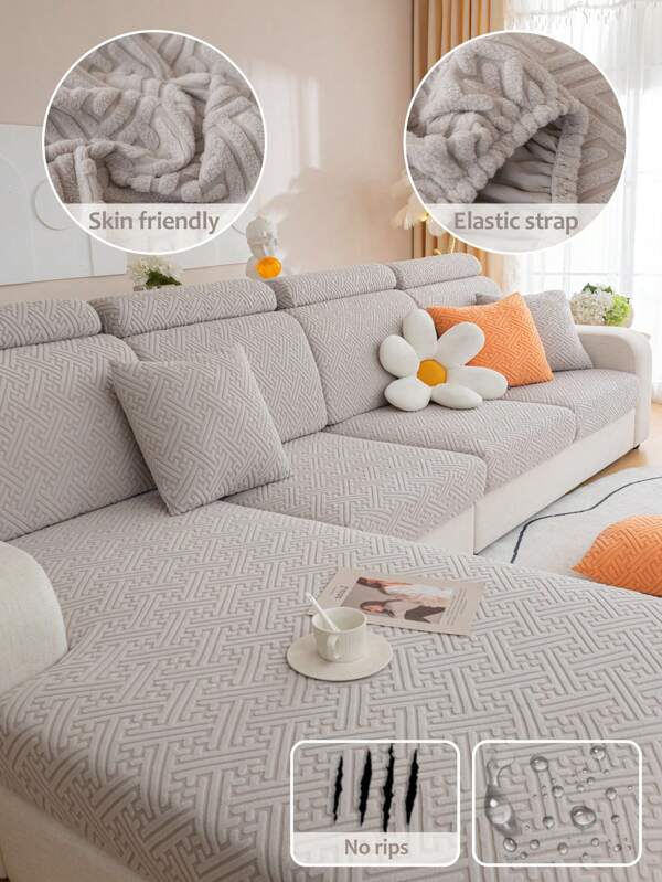 1 pieza Funda de sofá de peluche - Suave, transpirable, antideslizante y resistente al agua - Funda de sofá con estilo para dormitorios, oficinas, salas de estar y talla grande - Fácil de limpiar, duradera y decoración del hogar con estilo