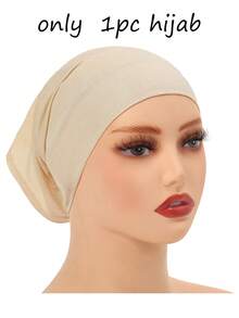 1 件女式头纱磁扣纯色雪纺围巾连帽帽头巾头巾，透气舒适，适合日常佩戴