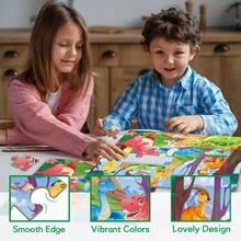 4-in-1 Lernpuzzle für Kinder von 3-6 Jahren - Themen Dinosaurier, Bauernhof, Prinzessin und Transport. Jeder Set enthält 1 Puzzle (24 Teile) und 1 Anleitung, entwickelt um die Neugier und Konzentration von Kindern mit einfachen Szenenillustrationen zu fördern. - Verschiedenfarbig - Übersicht 10