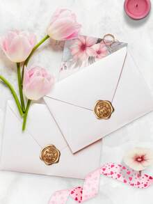 20/30/50/100 Pcs Wax Seal Stickers, You're Invited Wedding Invitation Envelope Seal Stickers, Self Adhesive Envelope Seals, Perfect For Wedding, Invitation, Envelopes, Gift Wrapping, Christmas - Bronze - View 4